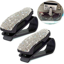 Load image into Gallery viewer, JOJOY LUX 2 PCS Car Glasses Holder Universal Car Visor Sunglasses Holder Clip Bling Bling Eyeglasses Hanger and Ticket Card Clip Eyeglasses Mount for Car
