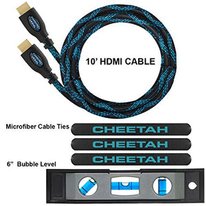 Cheetah Mounts Dual Articulating Arm TV Wall Mount Bracket for 20-65” TVs up to VESA 400 and 115lbs, Mounts on Studs up to 16” and Includes a Twisted Veins 10’ HDMI Cable & 6” 3-Axis Magnetic Bubble