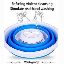 Load image into Gallery viewer, Mini Portable Washing Machine with Foldable Tub Compact Ultrasonic Turbo Washer, USB Powered Lightweight Lazy Laundry Machine for Home/Travel/Apartments/Dormitory/Socks/Underwear Cleaning(Blue)
