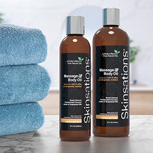 Load image into Gallery viewer, Skinsations - Natural Massage &amp; Body Oil - Unscented 8oz | Relaxing, Sore Muscle Aromatherapy, Edible Sweet Almond Blend with Fractionated Coconut, Grapeseed &amp; Jojoba Oils, Soothes Dry, Sensitive Skin
