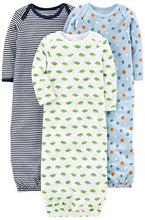 Load image into Gallery viewer, Simple Joys by Carter's Baby Boys' Cotton Sleeper Gown, Pack of 3, Blue/White, Newborn
