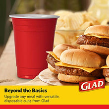 Load image into Gallery viewer, Glad Everyday Disposable Plastic Cups for Everyday Use | Red Plastic Cups Strong and Sturdy Red Plastic Party Cups for All Occasions, 16 Oz Cups (100 Count)
