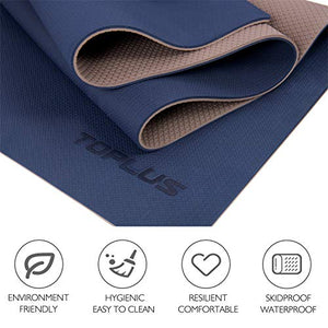 TOPLUS Yoga Mat, Upgraded 1/4 inch Non-Slip Texture Pro Yoga Mat Eco Friendly Exercise & Workout Mat with Carrying Strap - for Yoga, Pilates and Floor Exercises (Blue)