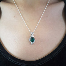 Load image into Gallery viewer, Dazzlingrock Collection Pear 9X6 MM Lab Created Emerald &amp; Round Diamond Ladies Teardrop Pendant, 14K White Gold
