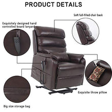 Load image into Gallery viewer, Irene House Dual Motor Lift Chair Recliners for Elderly Infinite Position Dual Power Recliner Up to 300 LBS Soft Leather Electric Power Lift Recliner Chair Sofa with Side Pocket (Red Brown Leather)
