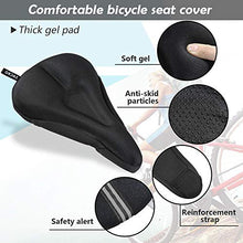 Load image into Gallery viewer, Zacro Gel Bike Seat Cover - Extra Soft Gel Bicycle Seat with Cross Straps and Reflecting Strip of The Bottom, Bike Saddle Cushion with Water&amp;Dust Resistant Cover (Black)
