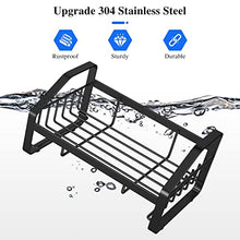 Load image into Gallery viewer, Sink Caddy, Sponge Holder for Kitchen Sink, Kitchen Bathroom Sink Organizer, 304 Stainless Steel Kitchen Countertop Organizer Soap Tray with Removable Drain Tray-Black
