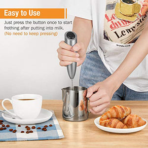 SIMPLETaste Milk Frother Handheld Battery Operated Electric Foam Maker, Drink Mixer with Stainless Steel Whisk and Stand for Cappuccino, Bulletproof Coffee, Latte