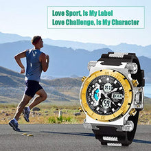 Load image into Gallery viewer, SIBOSUN Sport Watch Digital Wrist Large Face Waterproof Military LED Stopwatch SIBOSUN Men Japanese Quartz Alarm Date Gold
