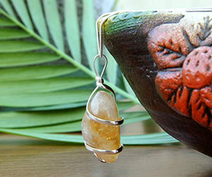 Citrine Gemstone Pendant Necklace - Natural Crystal Healing | Stone of Joy, Wealth and Abundance| Energizes Solar Plexus and Navel Chakras| Jewelry for Men & Women