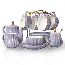 Load image into Gallery viewer, Sweejar hualisi Porcelain Sets British Royal Series, 8 OZ Cups&amp; Saucer Service for 6, with Teapot Sugar Bowl Cream Pitcher Teaspoons Strainer for Tea/Coff, 22 Piece
