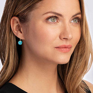 Ross-Simons Button Turquoise Drop Earrings in 14kt Yellow Gold