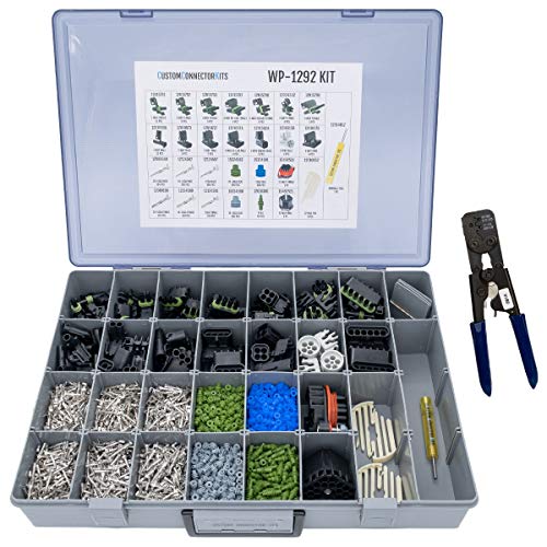 Weather Pack Pro Kit WP-1292 With Bulkhead Kit and Pro Crimp Tool: Sealed Weatherproof Automotive Electrical Connectors 20-12 Gauge 1292 Piece Kit With Bulkhead Connectors & 12014254 Crimp Tool