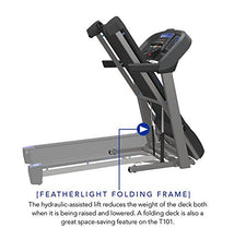 Load image into Gallery viewer, Horizon Fitness T101 Treadmill Series, Bluetooth Enabled, Folding Treadmills, Upgrade to The T202 for Larger Motor, app Integration, and Longer Deck.
