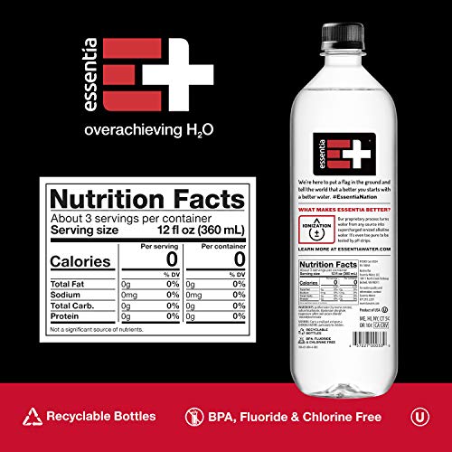 Load image into Gallery viewer, Essentia Bottled Water, 1 Liter, Pack of 12 Bottles; 99.9% Pure, Infused with Electrolytes for a Smooth Taste, pH 9.5 or Higher; Ionized Alkaline Water