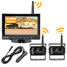 Load image into Gallery viewer, VECLESUS VMW7-2C 1080P Wireless Backup Camera Kit, 7” IPS HD Monitor &amp; IP69K Waterproof High Speed Stable Transmission 2 Backup Cams for Trucks, RVs, Trailers, Bus, Harvester, Motorhome Large Vehicles
