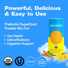 Load image into Gallery viewer, Sunwink Digestion Lemonade - Organic Lemon &amp; Amla Powder for Digestion and Detox - Clean Superfood Powder for Lemon Water, Lemon Juice &amp; Smoothies - No Added Sugar (40 Servings)
