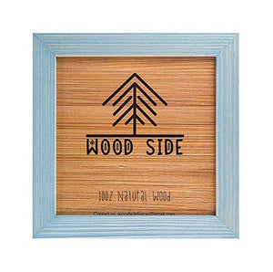 Rustic Wooden Square Picture Frames 8x8 - Set of 2-100% Natural Eco Distressed Wood with Real Glass for Wall Mounting and Tabletop Photo Frame - Blue Turquoise