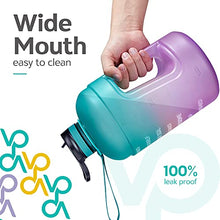 Load image into Gallery viewer, Venture Pal Large 1 Gallon Motivational Water Bottle with 2 Lids (Chug and Straw), Leakproof BPA Free Tritan Sports Water Jug with Time Marker to Ensure You Drink Enough Water Throughout The Day
