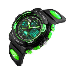 Load image into Gallery viewer, Kid's Digital Watch LED Outdoor Sports 50M Waterproof Watches Boys Children's Analog Quartz Wristwatch with Alarm - Green
