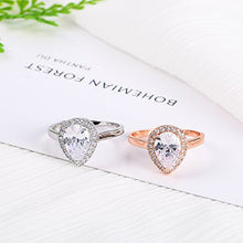 Load image into Gallery viewer, dnswez White Gold Teardrop Pear Cut CZ Cubic Zirconia Promise Wedding Band Engagement Ring(9)
