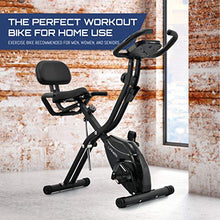 Load image into Gallery viewer, Folding Exercise Bike with 10-Level Adjustable Magnetic Resistance | Upright and Recumbent Foldable Stationary Bike is the Perfect Workout Bike for Home Use for Men, Women, and Seniors (Black/Black)
