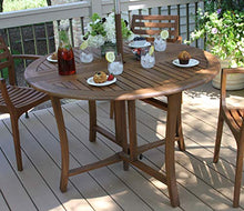 Load image into Gallery viewer, Eucalyptus 43 Inch Round Folding Deck Table
