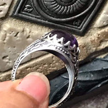 Load image into Gallery viewer, Natural Cabochan Amethyst 925 Solid Sterling Silver Men's Ring Size 9, 9.75, 10, 11, 11.75, 12, 13
