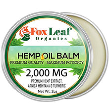 Load image into Gallery viewer, Foxleaf Organics Hemp Oil Balm w/Arnica &amp; Turmeric | 2,000 MG | Unscented | All Natural Formula | Made in USA – 2oz
