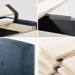 ZINUS Omkaram Upholstered Platform Bed Frame / Mattress Foundation / Wood Slat Support / No Box Spring Needed / Easy Assembly, Queen