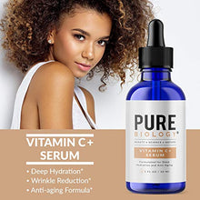Load image into Gallery viewer, Pure Biology Premium Vitamin C Serum for Face with Hyaluronic Acid &amp; Vitamin E, Brightening Antioxidant Serum for Face, Acne and Dark Spot Corrector, Skin Care for Men &amp; Women (1 oz)
