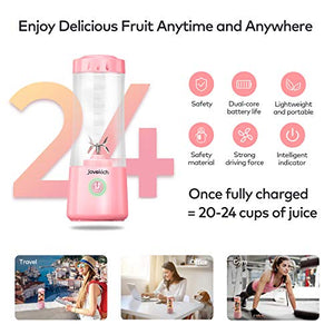 Portable Blender, Jovokich Personal Blender for Shakes and Smoothies, 14oz Juice Extractor Fruit Cup with 4000mAh USB Rechargeable Battery, Crushed Ice Maker Drink Mixer