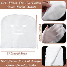 Load image into Gallery viewer, 100 Pieces Gauze Mask Large Precut Gauze Face Masks Soft High Frequency Gauze Face Pads White Net Face Gauze Mask Natural Spa Gauze Facial Mask Skin Care Facial Paper Sheet Gauze for Home Salon DIY

