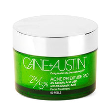 Load image into Gallery viewer, CANE AUSTIN Acne Retexture Pad, Exfoliating Facial Treatment Wipes with Salicylic and Glycolic Acids for Anti Aging Benefits, Unscented 60 Count
