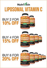 Load image into Gallery viewer, Nutrivein Liposomal Vitamin C 1650mg - 180 Capsules - High Absorption Ascorbic Acid - Supports Immune System and Collagen Booster - Powerful Antioxidant High Dose Fat Soluble Supplement
