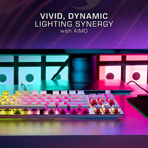 ROCCAT Vulcan TKL Pro PC Gaming Keyboard, Linear Optical Titan Switch, AIMO RGB Lighting, Tenkeyless Mechanical Feel Speed Keystroke, Low Profile Ergonomic Design for Wrist Rest Support, White