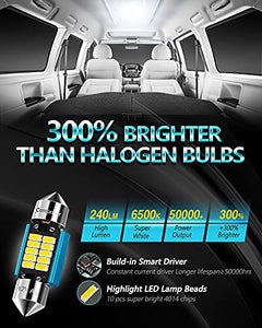 Combriller DE3175 Led Bulb DE3021 DE3022 Led Festoon Bulb 31MM Led Bulb 6500K White Super Bright, Canbus Error Free Festoon Led Bulb For Interior Dome Light, Map Light, License Plate Lights, Pack Of 4