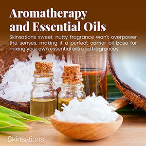 Skinsations - Natural Massage & Body Oil - Unscented 8oz | Relaxing, Sore Muscle Aromatherapy, Edible Sweet Almond Blend with Fractionated Coconut, Grapeseed & Jojoba Oils, Soothes Dry, Sensitive Skin