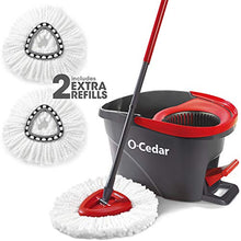 Load image into Gallery viewer, O-Cedar Easywring Microfiber Spin Mop &amp; Bucket Floor Cleaning System with 2 Extra Refills
