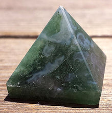 Load image into Gallery viewer, Energized Gemstones Pyramids Approx 1.75&quot;-2&quot; Inches - Healing Gemstone Crystals - Lapis Crystal Quartz Green Jade Fluroite Iolite Pyrite Aventurine Amethyst Tourmaline Citrine (Moss Agate)
