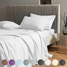Load image into Gallery viewer, SAKIAO Queen Size Bed Sheets Set - Brushed Microfiber 1800 Thread Count Percale - 16&quot; Deep Pocket Egyptian Sheets Beautiful Breathable Wrinkle Free &amp; Fade Resistant - 4 Piece (White,Queen)
