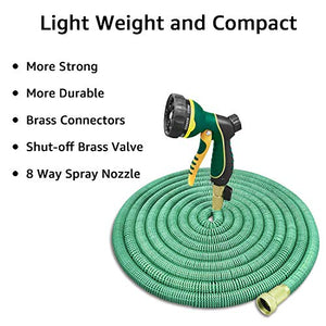 NGreen Expandable and Flexible Garden Hose - 25/50/75/100 Feet Strongest Triple Core Latex and Solid Brass Fittings Free Spray Nozzle 3/4 USA Standard Easy Storage Kink Free Water Hose (75 FT)