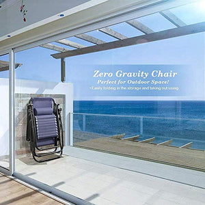 Homall Zero Gravity Chair Patio Folding Lawn Lounge Chairs Outdoor Lounge Gravity Chair Camp Reclining Lounge Chair with Cup Holder Pillows for Poolside Backyard and Beach Set of 2 (Blue)