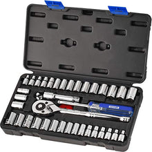 Load image into Gallery viewer, 40 Pieces - EPAuto 1/4-Inch &amp; 3/8-Inch Drive Socket Set with 72 Tooth Reversible Ratchet
