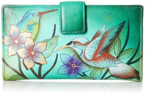 Anna by Anuschka womens 1833 Wallet Hand Painted Genuine Leather, Birds in Paradise Green, One Size US
