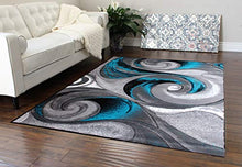 Load image into Gallery viewer, Masada Rugs, Modern Woven Area Rug, Hand Carved (8 Feet X 10 Feet, Turquoise)
