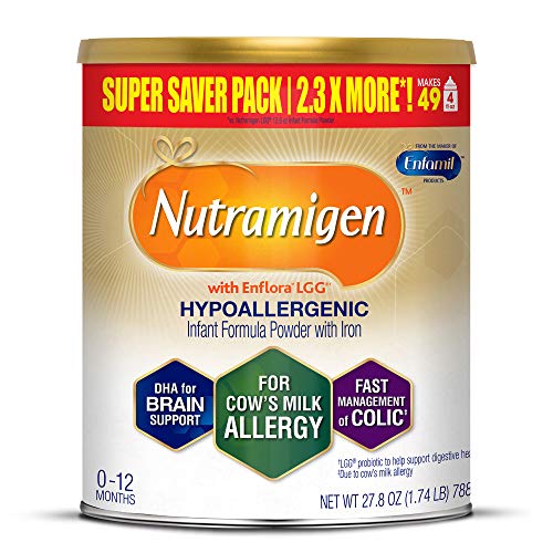 Enfamil Nutramigen Hypoallergenic Colic Baby Formula, Lactose Free Milk Powder, 27.8 Ounce - Omega 3 DHA, LGG Probiotics, Iron, Immune Support, Pack of 1 (Package May Vary)