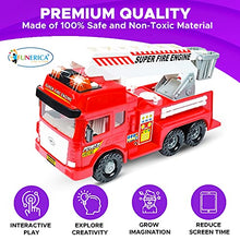 Load image into Gallery viewer, Toy Fire Truck with Lights and Sounds - 4 Sirens - Big Folding Ladder - Powerful Friction Wheels - Large Red Play Fire Engine Firetruck for Kids Toddlers Boys &amp; Girls - Bonus: 5 Toy Figures
