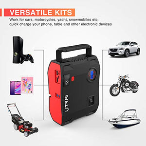 Portable Jump Starter with Air Compressor, UTRAI Jstar5 150 PSI 2000A 24000mAh(8L Gas 7.5L Diesel Engine) 12V Battery Jump Pack with Emergency Light LCD Screen USB QC3.0 for Cars, Trucks, SUV