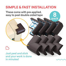 Load image into Gallery viewer, Soft Baby Proofing Corner Guards &amp; Edge Protectors - Pre-Taped Table Corner Protector, Child Safety Furniture Bumper, Sharp Corner Cushions, 8 Pack, Brown
